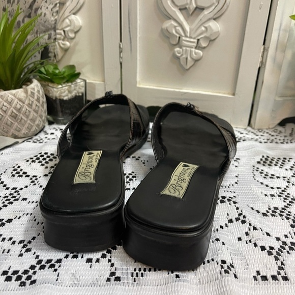 Brighton Lulu black & brown leather slides - Picture 5 of 8